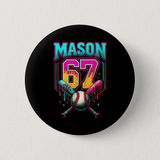 Mason 67 Lustige Eiscreme-Tropfen Baseball Eiscrem Button (Vorderseite)