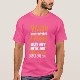 Mason Bite Me Button arbeitet Mauerwerk und Brickl T-Shirt
