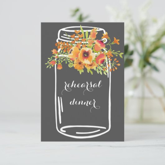 Mason Blumen rustikale Probe Einladungen (Stehend Vorderseite)