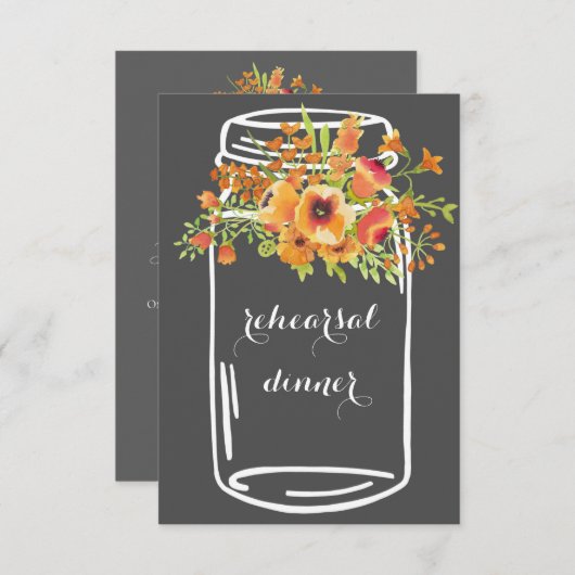 Mason Blumen rustikale Probe Einladungen (Vorne/Hinten)