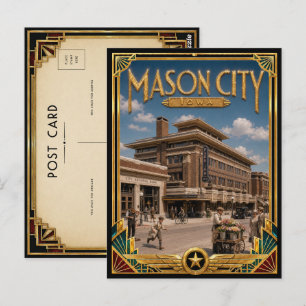 Mason City Iowa Vintage Art Deco Golden Age Postkarte