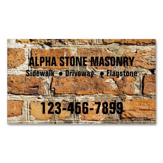 Mason Contractor Stone Paver Paving Stone Mauerwer Magnetische Visitenkarte (Vorderseite)