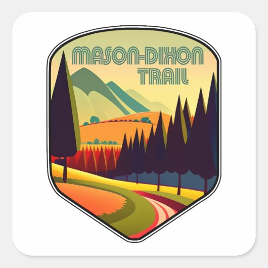 Mason-Dixon Trail Farben Quadratischer Aufkleber (Vorderseite)