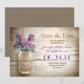 Mason-Glas & Flieder Save-the-Date Save The Date (Vorne/Hinten)