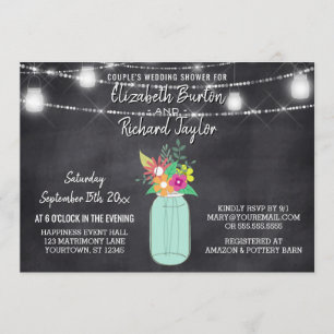 Mason-Glas-Lichter Schiefertafel Paare Hochzeitsdu Einladung