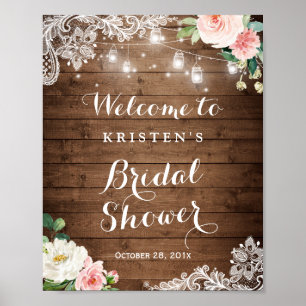 Mason-Glas-Lichterkette Blumen-Hochzeitsdusche-Sch Poster