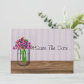 Mason-Glas mit Blumen Save The Date (Stehend Vorderseite)