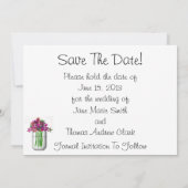 Mason-Glas mit Blumen Save The Date (Rückseite)