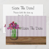 Mason-Glas mit Blumen Save The Date (Vorne/Hinten)