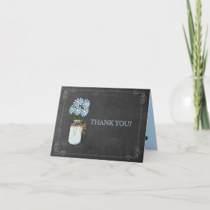 Mason Glas mit Blumen Vintage-Typografie Dankeskarte