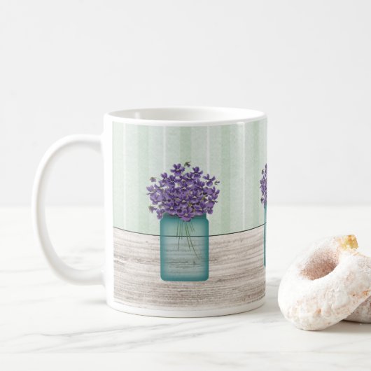 Mason-Glas mit Veilchen-Tasse Kaffeetasse (Mit Donut)