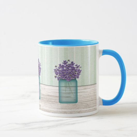 Mason-Glas mit Veilchen-Tasse Tasse (Rechts)