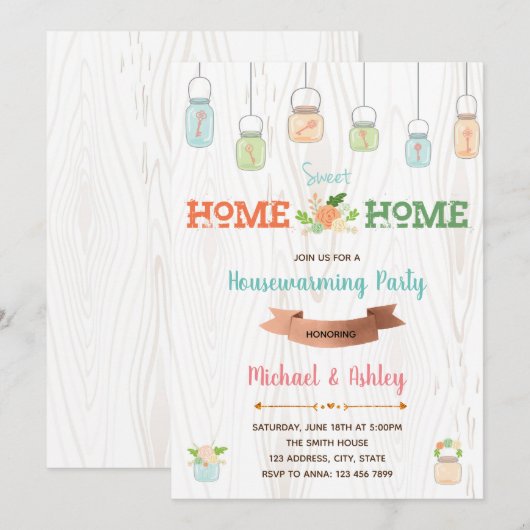 Mason-Glas-Party Einladung (Vorne/Hinten)