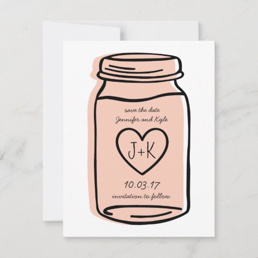 Mason-Glas Save-the-Date - rosa Save The Date (Vorderseite)