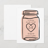 Mason-Glas Save-the-Date - rosa Save The Date (Vorne/Hinten)