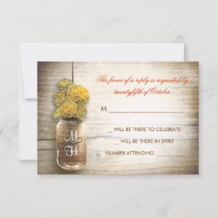 Mason-Glas und gelbe Blumen Hochzeit RSVP-Karte RSVP Karte