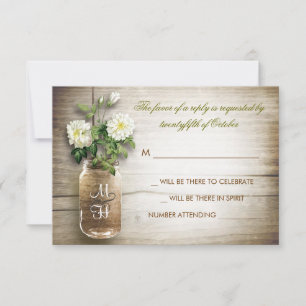 Mason-Glas und weiße Blumen Hochzeit RSVP-Karte RSVP Karte