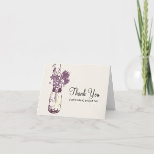 Mason-Glas und Wildblumen Danke