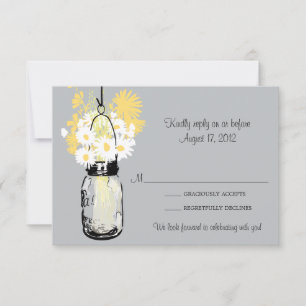 Mason-Glas & Wildblumen-Antwortkarte RSVP Karte