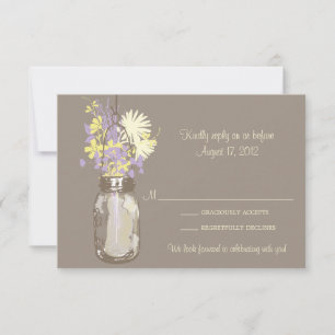 Mason Glas & Wildblumen RSVP-Karte RSVP Karte