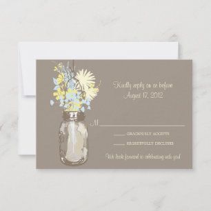 Mason Glas & Wildblumen RSVP-Karte RSVP Karte