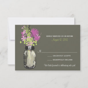 Mason Glas & Wildblumen RSVP-Karte RSVP Karte
