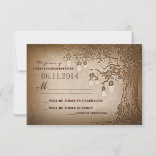 Mason-Gläser Baum rustikale Hochzeit RSVP-Karten RSVP Karte