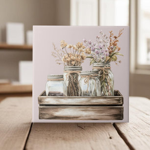 Mason-Gläser, Wildblumen im Holz-Kisten-Landhausst Fliese