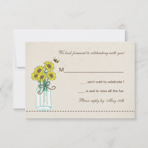 Mason Jar Arrangement Response Card RSVP Karte