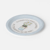 Mason Jar auf Blue Stripes Babydusche Pappteller (Schrägansicht)