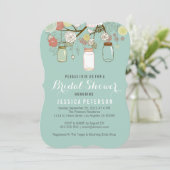 Mason Jar auf Mint-Brautparty Einladung (Stehend Vorderseite)