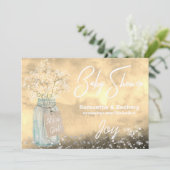 *~* Mason Jar Baby Breath Baby Dusche Rustikal Einladung (Stehend Vorderseite)