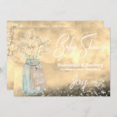 *~* Mason Jar Baby Breath Baby Dusche Rustikal Einladung (Vorne/Hinten)