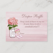 Mason Jar, Baby Girl, Pink Hydrangea Diaper Raffle Begleitkarte (Rückseite)