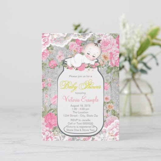 Mason Jar Baby Shower Einladung (Stehend Vorderseite)