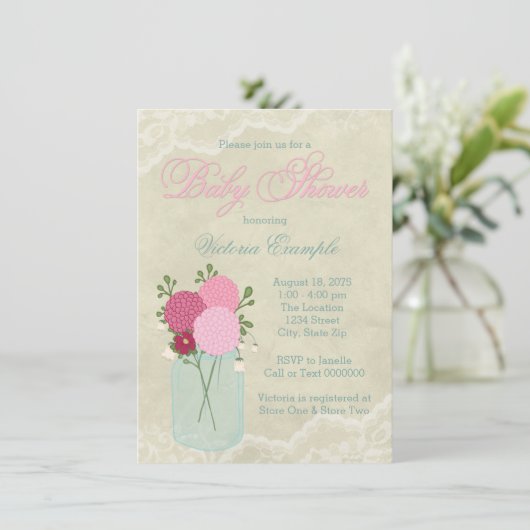 Mason Jar Baby Shower Einladung (Stehend Vorderseite)