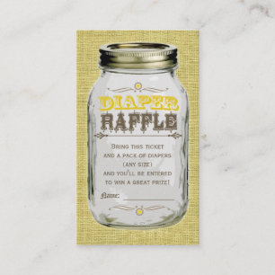 Mason Jar Baby Yellow Diaper Raffle Ticket Begleitkarte