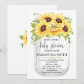 Mason Jar Babydusche Sonnenblumen Country chic Einladung (Vorne/Hinten)