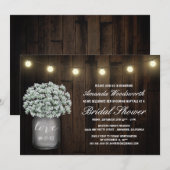Mason Jar Babys Breath Bridal Einladungen (Vorne/Hinten)