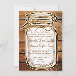 Mason Jar Barn Wood Rustic Wedding Einladungen