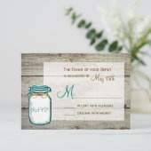 Mason Jar Barn Wood Rustic Wedding RSVP Cards (Stehend Vorderseite)