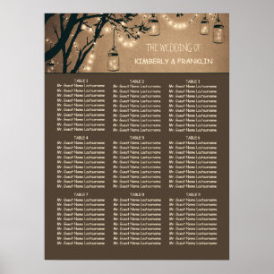 Mason Jar beleuchtet rustikale Hochzeitstabelle Poster