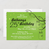 Mason Jar Birthday Einladung in Lime Green (Vorne/Hinten)