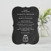 Mason Jar Black Chalkboard Rustikale Country Weddi Einladung (Stehend Vorderseite)