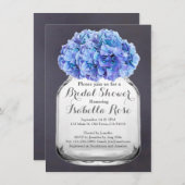 Mason Jar blauer Hydrangea Brautparty Hydrangea7 Einladung (Vorne/Hinten)