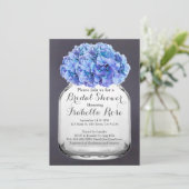 Mason Jar blauer Hydrangea Brautparty Hydrangea7 Einladung (Stehend Vorderseite)