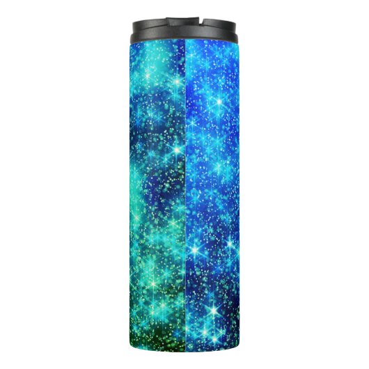 Mason Jar Blitze blühende Glühwürmchen blau Thermosbecher (Rückseite)