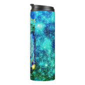 Mason Jar Blitze blühende Glühwürmchen blau Thermosbecher (Nach rechts gedreht)