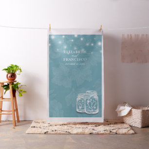Mason Jar Blue Floral Wedding Foto Stand Hintergru Stoff