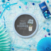 Mason Jar Blue Flowers Halbpension Baby Dusche Pappteller (Party)